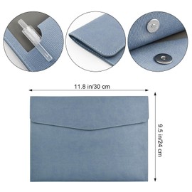 VANRA 1 Piece PU Leather Envelope File Folders A4 Paper Document Filing Envelope Document Organizer Leather Portfolio Folder Holder with Magnetic Closure (Blue)