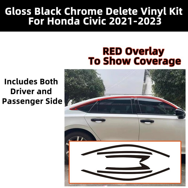 dewoshangmao Window Trim Chrome Delete Blackout Overlay Kit Pre-Cut Vinyl
