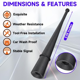 SZSAUTO 3.98 Inch Universal Car Radio Rubber Short Antenna Mast FM AM Vehicle Stereo Radio Replacement Antennae with M4 M5 M6 Screw Adapter