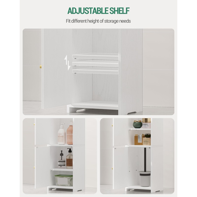 Hzuaneri Bathroom Storage Cabinet, Corner Floor Cabinet with 2 Doors