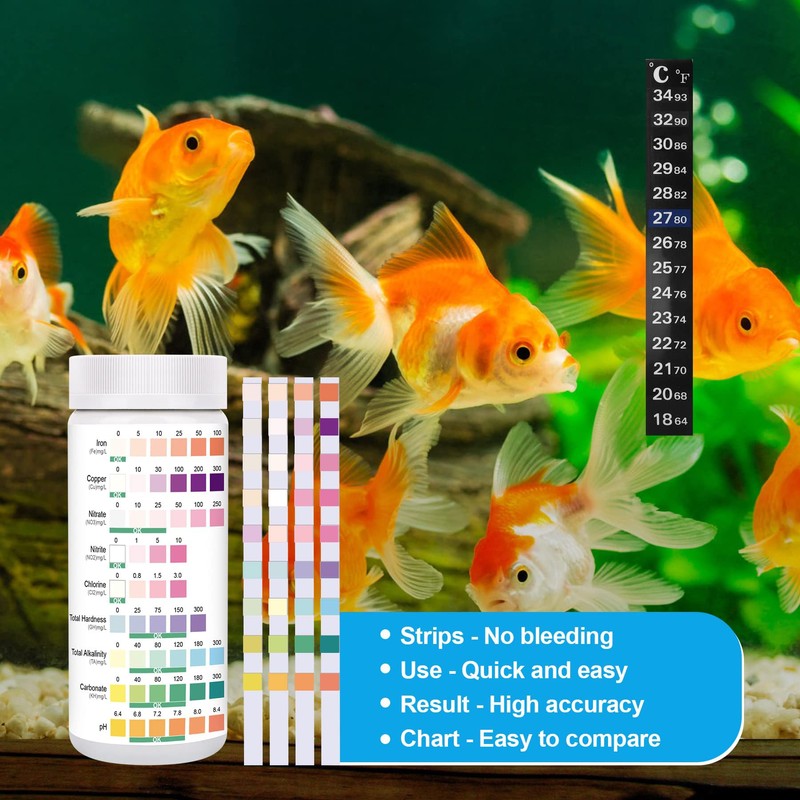 7 in 1 Aquarium Test Strips, 100 Strips Fish Tank