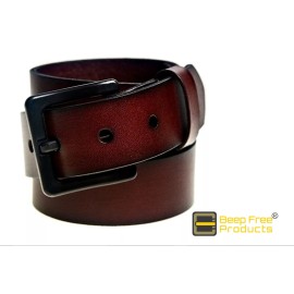 BeepFree® Brown 1-3/8" Italian Leather Belt | Airport Friendly | 100% Metal Free - Size 50-52
