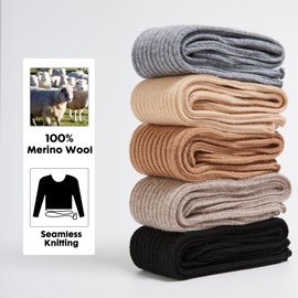 Gisimo 100% Merino Wool Arm Warmers Long Fingerless Gloves Knit Sleeves with Thumb Hole for Women, Black