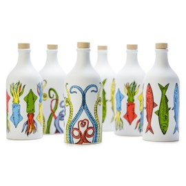 MURAGLIA ANTICO FRANTOIO Antico Frantoio Muraglia, Premium Italian Extra Virgin Olive Oil, First Cold Press, Pop Art Collection, SARDINES, Collectible Handmade Ceramic Bottle 17 Fl.oz (500 ml) evoo