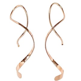 LJFEA Spiral Wire Women's Rose Gold Hand Curved Dangle Earrings A Gift for a Lady Perfect as a Birthday Party, Sterling Silver