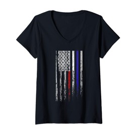 Womens Police Fire EMS First Responder American Flag Firefighter V-Neck T-Shirt
