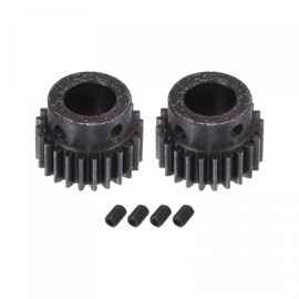 sourcing map 1Mod 24T Pinion Gear 12mm Bore Hardened Steel Motor Rack Spur Gear with Step for RC Car Truck Buggy Gear Drive, 2 Set