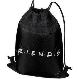 LOGOVISION Friends Logo White Drawstring Backpack Sports Bag Sackpack 17" x 13", Perfect for Gym, Yoga or Practice