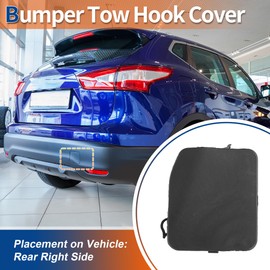 QUARKZMAN Rear Right Car Bumper Tow Hook Cover Tow Cover Cap Unpainted Fits Nissan Qashqai J11 2014-2017 No. 850714EA0A - Pack of 1