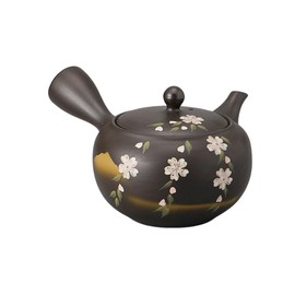 Ale-net Teapot Pot, 7.1 x 5.9 x 3.5 inches (18 x 15 x 9 cm), 15.2 fl oz (430 cc), Black Mud Cherry Blossom Blur Teapot (Refreshing Net), Ceramic (Earth), Tokoname Ware, Made in Japan