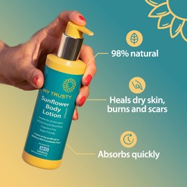 My Trusty Sunflower Body Lotion, Suitable for Eczema Prone Skin, Vegan Friendly with Natural Ingredients, Fragrance Free, 250ml