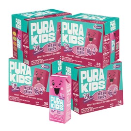 PURA Kids Box | Mixed Berry Fruit Extract Infused Drink for kids | 7g Of Pure Cane Sugar | Non-GMO | Vegan, No Artificial Sweeteners | Best Lunchbox Beverage with Paper Straw | 6.76 fl oz (200ml), Pack of 24