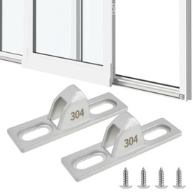 SATUY 2 Pcs Sliding Door Keepers, 304 Stainless Steel Sliding Glass Door Lock with Mounting Screws, Latch Replacement Hardware for Patio Doors (Silver)