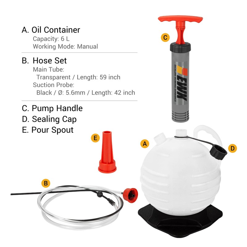 EWK 6L Vacuum Oil Extractor Pump Fluid Extractor Oil Change