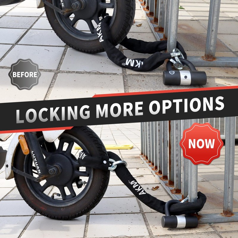 AKM Bike Lock Chain Lock 120cm/4ft Heavy Duty Durable 10mm