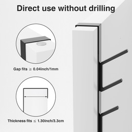 niffgaff 20 Hook Vertical Over The Door Hooks, Over The Door Hanger, for Towel and Clothes Hangers, Black, 4 Pack, for 1.4'' Doors