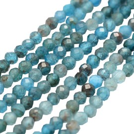 NBEADS 525 Strands 2 mm Apatite Beads, Round Faceted Beads, Natural Loose Gemstone Beads for DIY Bracelets, Necklaces, Jewellery Making, Hole: 0.5 mm