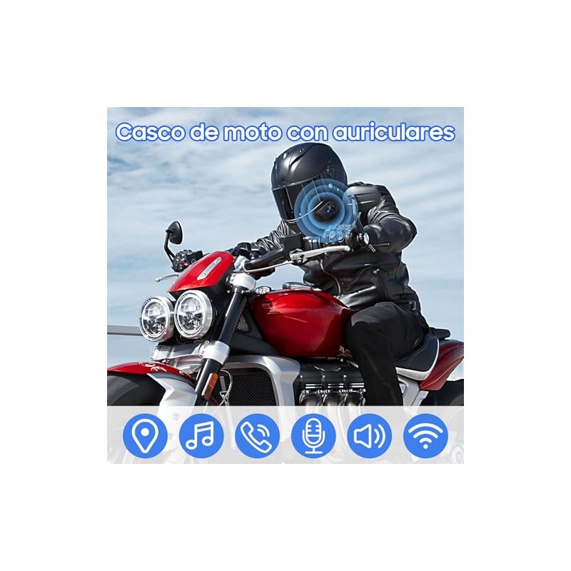 Casco de Motocicleta con Cancelación de Ruido, Auriculares con Asistente