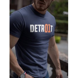 Detroit Shirts for Men - Athletic Merchandise - Vintage Style City Apparel (006. T-Shirt DETR01T, Navy Blue, Medium)