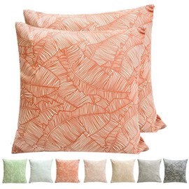 Viste tu hogar Pack of 2 Cushion Covers 70% Cotton 30% Polyester Hand Embroidery Zip Modern Design Light Brick 45 x 45 cm