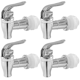 Biaungdo 4 Pcs Replacement Spigot for Beverage Dispenser, Silver Push Style Beverage Dispenser Carafe Spigot Water Dispenser Replacement Spout Faucet