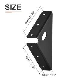 DTGN 86 mm x 86 mm Angle Corner Brackets - Pack of 4 - Good for Furniture - Cold Rolled Steel Angle Support with Screws - Black