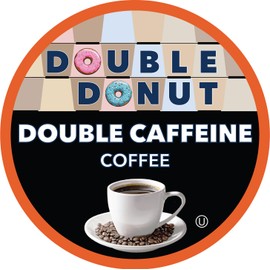 Double Donut High Caffeine Coffee Pods, Extra Strong Double Caffeine Coffee Cups for Keurig K Cup Brewer Machines Single Serve Dark Roast Coffee, 24 Count