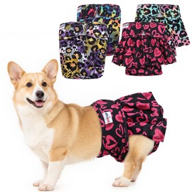 UNIPUP Female Dog Diapers Reusable No Tail Hole Period Panties Washable Diapers Female for Docked-Tail Frenchie French Bulldog Boston Terrier Without Tail (2 Pack Regular+2 Pack Skirts) U-WWDQB02XS