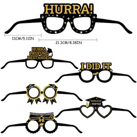 TOPJOWGA Graduation Glasses, Pack of 12 Graduation Glasses, Exam Party Glasses, Graduation Glasses Paper, Graduation for Boys Girls Party Photo Booth Props