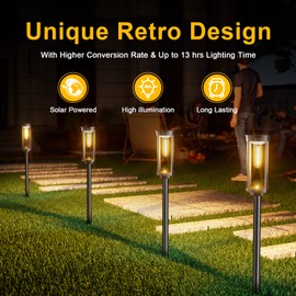ALFIOT Solar Pathway Lights Solar Outdoor Lights Pathway Waterproof 8 Pack Upgraded Solar Walkway Landscape Lights Outdoor Driveway Lights,Auto On/Off Lights for Yard Lawn Patio (Warm White)