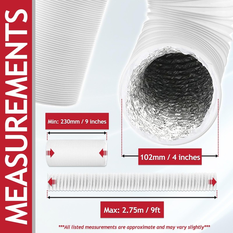 SPARES2GO Universal Insulated Vent Hose Flexible PVC Aluminium Foil Lined