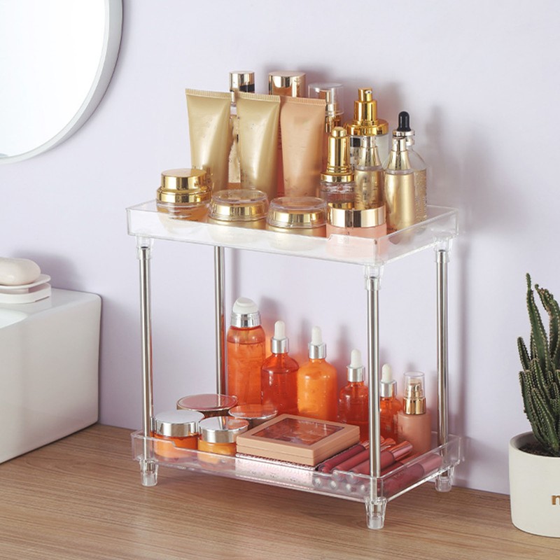 Makeup Organizer Rack Detachable Cosmetic Storage Shelf with Clear Acrylic