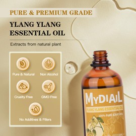 MYDIAIL Ylang Ylang Essential Oil (4 OZ) Natural Ylang Ylang Oil Long Lasting Aromatherapy Essential Oil for Diffuser, Bathing, Skin & Hair Care, Massage, Candle Making, Perfume - 118ml