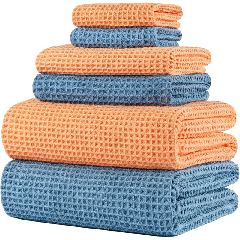 Polyte Set de 6 Toallas de Baño Microfibra Waffle Secado