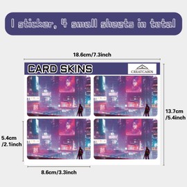 CREATCABIN 4Pcs Credit Card Skin Debit Card Sticker Cyberpunk Personalizing Card Decor Waterproof Removable Bank Card Cover Protecting Sticker Valentine's Day Gifts for Credit Card Holders 3.3x2.1in