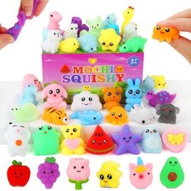 Mochi Squishy Toys, 27pcs Mini Kawaii Squishies Party Favors for Kids 4-8 8-12 Boys Girls Birthday Gifts Fidget Sensory Treasure Box Toys for Classroom Prizes Pinata Goodie Bags Xmas Stocking Stuffers