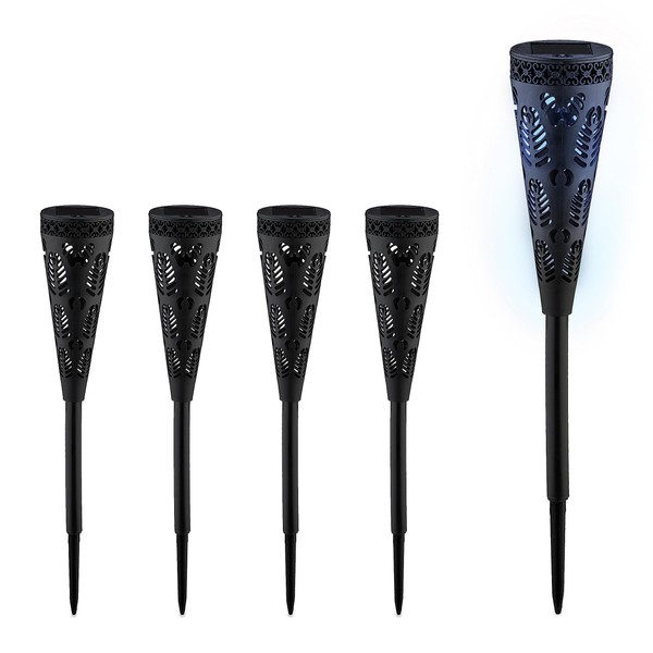 Relaxdays Solar Lamp Set of 5 Torch Design Garden Lighting