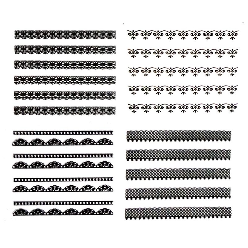 New8Beauty Nail Art Stickers Decals Series 11B (30-Pack) - Black