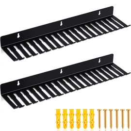 Dunzy 1 Piece Wall Mountable Cable Hanger and Organizer Black Cable Holder Cable Storage Cord Rack Organizer with 19 Cable Slots Width from 5.5 to 9.5mm for Cord Management Wall Shelf Mount