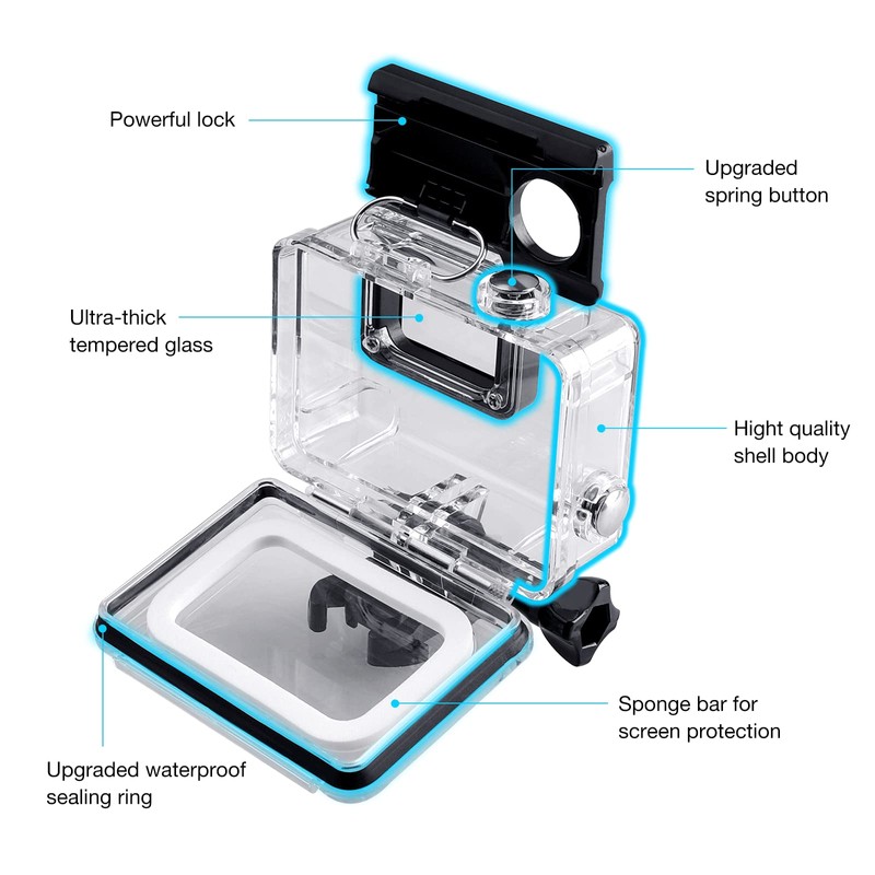 REDTRON Waterproof Housing Case for GoPro Hero 5/6/7, 60M Diving