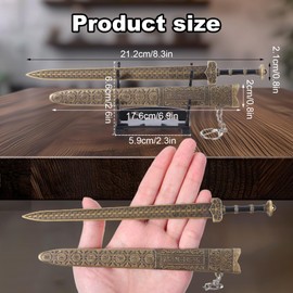 MBAIYO Vintage Sword Letter Opener with Sheath and Display Stand, Vintage Decorative Letter Opener Sword Decorative Envelope Slitter Mail Openers Tool for Office Desk Decor