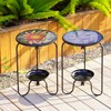 VinSees Modern Mosaic Sun Glass Patio with Bottom Tray -