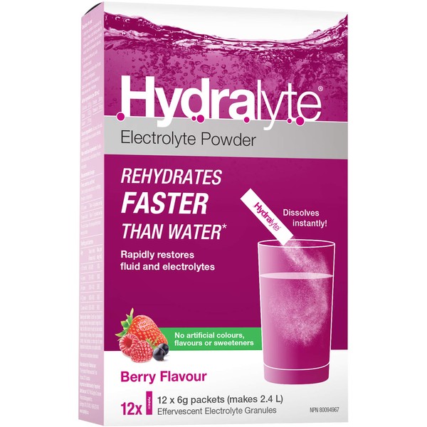 Hydralyte All Natural Electrolyte Powder (Berry, 12)…