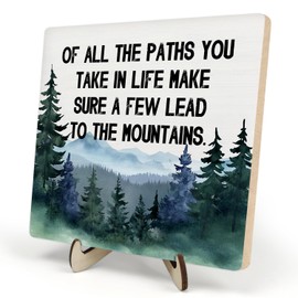 Woodland Nature RV Decor, Camper Wooden Plaque Sign Decor, Inspirational Desk Decoration for Camper Home Office, Always Take the Scenic