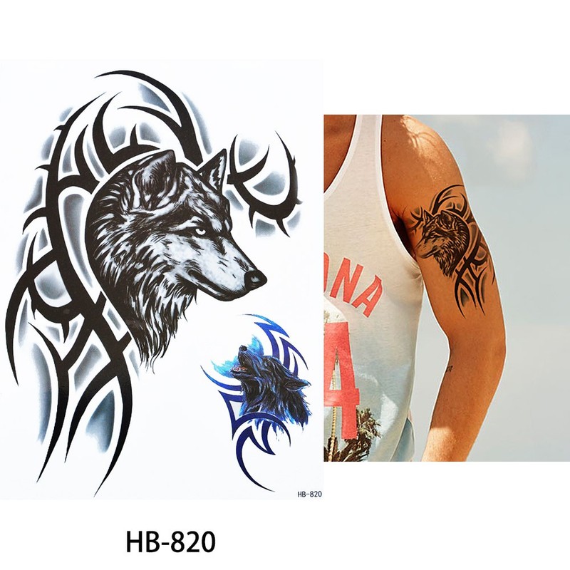 8 Sheets Temporary Tribal and Wolf Tattoos Maori Design Tattoos
