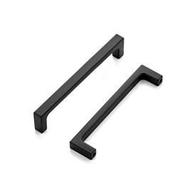 Ravinte 10 Pack 5 inch Hole Centers Matte Black Cabinet Pulls Kitchen Cabinet Handles Solid Drawer Pulls Kitchen Cabinet Hardware Kitchen Flat Black Drawer Handles Square Bar Cabinet Drawer Handles