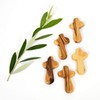 Certified Holy Land Olive Wood Caring/Holding Cross (6, Small Pocket