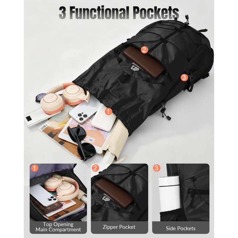Outplea 35L Waterproof Hiking Backpack with Chest Strap for Men