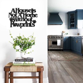 Wall Word Art Decorative Wood Sign for Pet, Dog, Cat, Horse, Pig, Animal Lovers with Fun Sayings and Quotes, 18 X 12 inches (A House is Not a Home Without Pawprints)