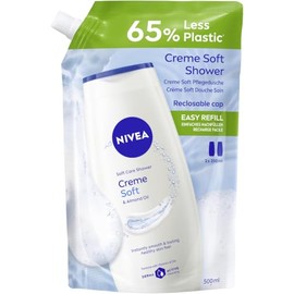 NIVEA Creme Soft Care Shower Refill Bag, pH Neutral Shower Gel with Vitamins and Valuable Oils, Cream Shower in Resealable Refill Pack (500 ml)